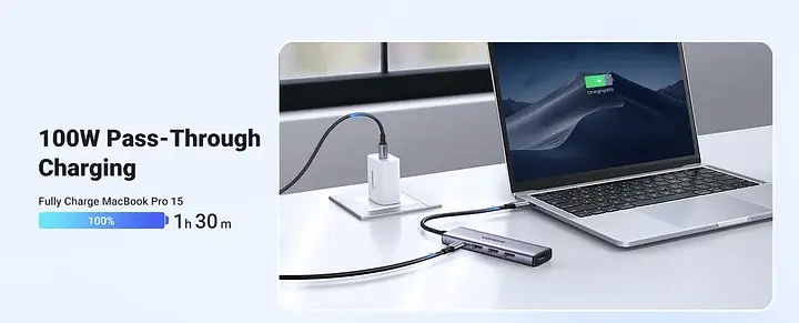 USB-хаб Ugreen USB-C to HDMI + 3 x USB 3.0 + PD Power Port Space Grey (UGR-15596) - фото 5
