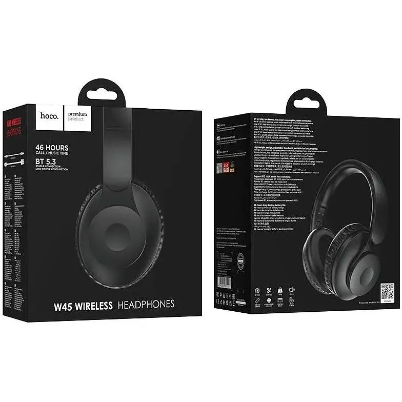 Наушники полноразмерные беспроводные Hoco W45 Enjoy BT headset черные до 46 часов - фото 2