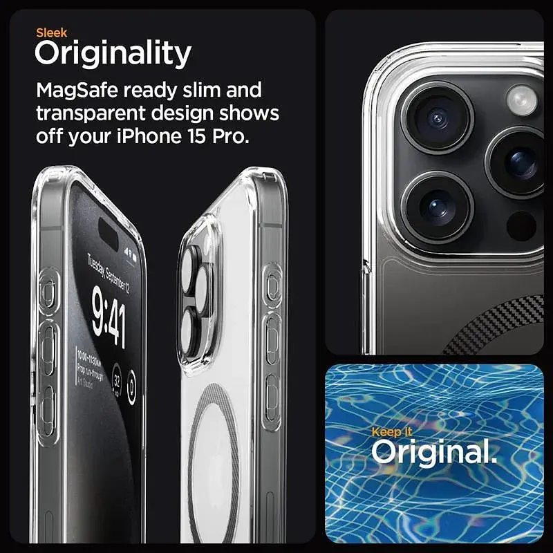 Чохол-накладка Spigen Ultra Hybrid MagFit для Apple iPhone 15 Pro Carbon Fiber (ACS06717) - фото 3