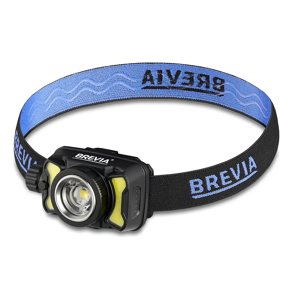 Ліхтар налобний Brevia 600Lm, 3W CREE XPG+COB, 1200mAh/3xAAA, Zoom, з сенсором білий/червоний(14500ERBX1)