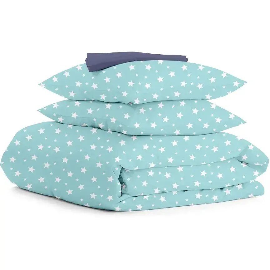 Комплект постільної білизни Cosas сімейний MINT STARFALL CS1 2 x 160 x 220 см (StarfallMint_DarkBlue_160x2)