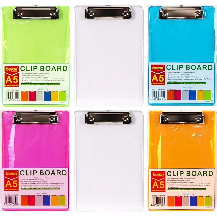 Планшет А5 із затискачем, пластик неон, 22x15 см, BR9808 (В асортименті) - фото 2