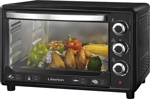 Електродуховка Liberton LEO-480 Black, 2000W, 48 л, конвекція, металевий корпус, індикатор роботи, таймер, 3 режими нагрівання, ТЕРМОРУКАВИЦЯ У ПОДАРУНОК