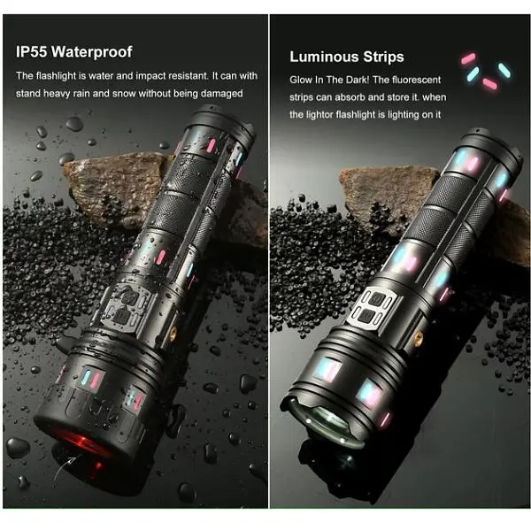 Ліхтар NIGHT VISION FLUORESCENCE XPRO AK177-1, білий лазер, LED, power bank, 4×18650, індикація заряду, ЗУ Type-C, zoom, 5 фільтрів (47153-177-1_1117) - фото 11