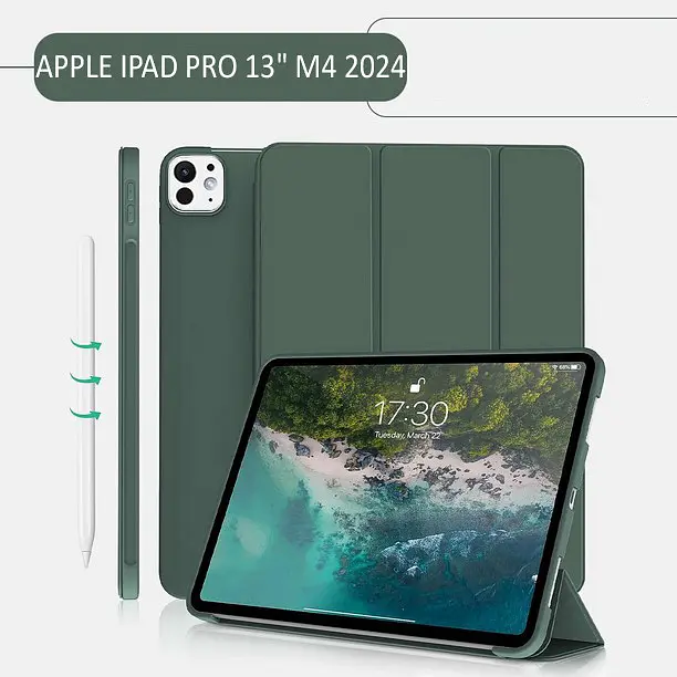 Чохол-книжка BeCover Tri Fold Soft TPU Silicone для Apple iPad Pro Pro 13" M4 2024 Темно-зелений (711752) - фото 2