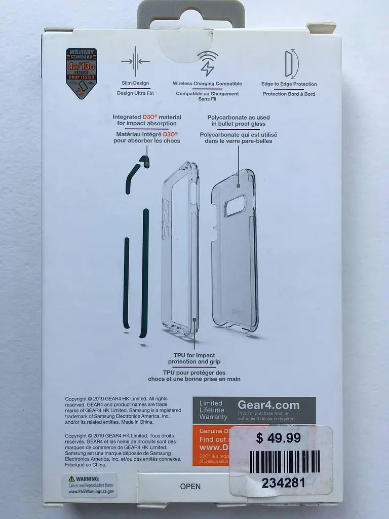 Протиударний прозорий чохол GEAR4 Piccadilly D3O з антимікробним покриттям для Samsung Galaxy S10e Clear Black - фото 2