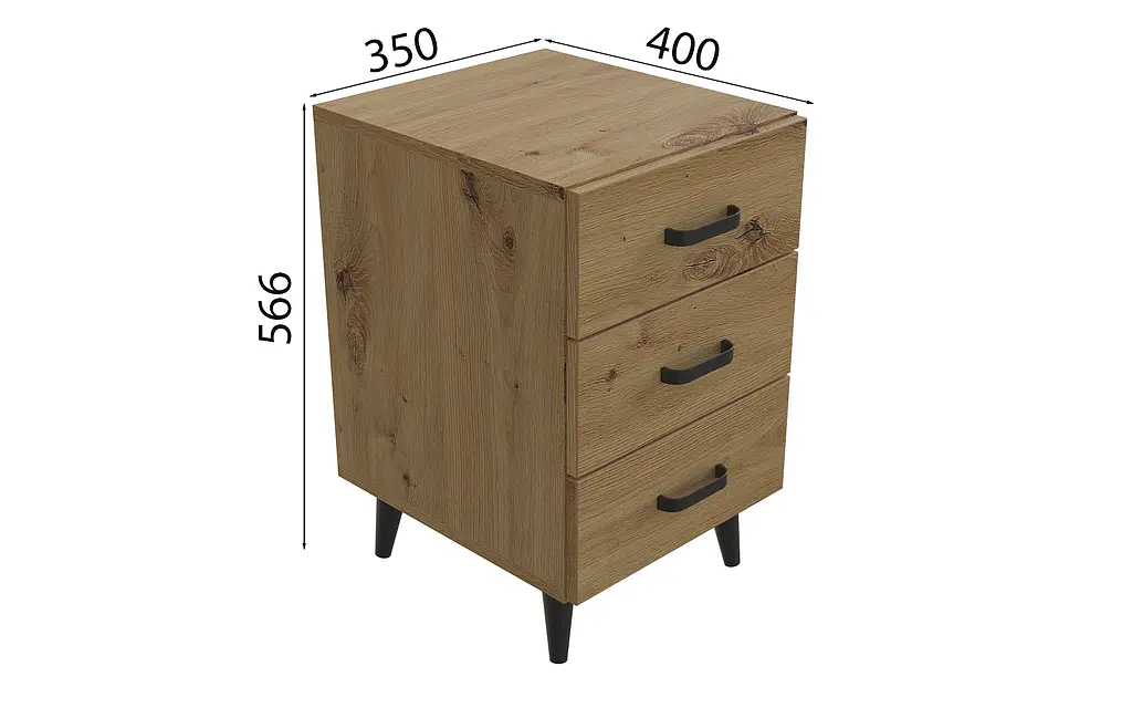 Тумба Вива 3 на конусных ножках Ferrum-decor 56,5x35x40 Черный металл ДСП Дуб Артизан 16 мм (FRD-106824) - фото 4