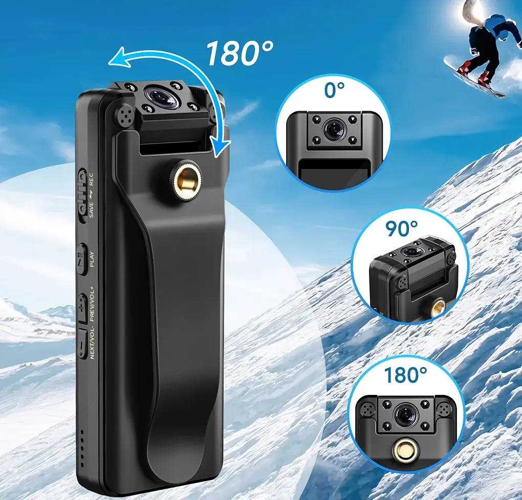 Нагрудна боді-камера Boblov A22 з дисплеєм 1.3 дюйма нічний запис датчик руху акумулятор 2200 мАгод - фото 3