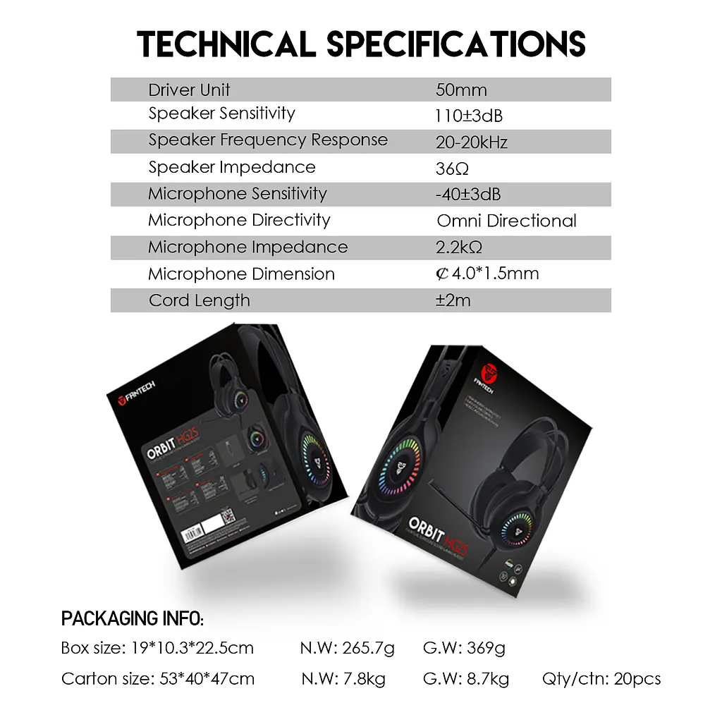 Игровые Наушники Fantech HG25 Orbit Черный - фото 3
