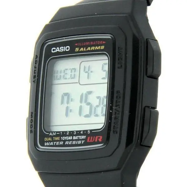 Спортивные мужские кварцевые наручные часы Casio оригинал Япония Collection F-201WA-1AEG с полимерным ремешком - фото 2