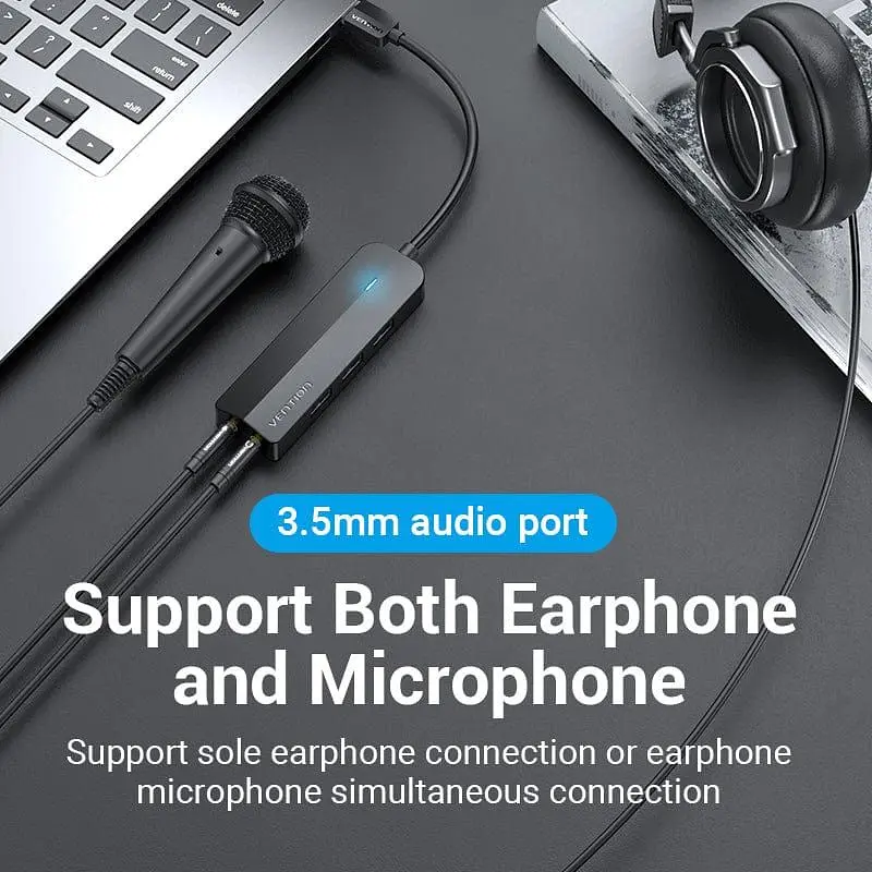Хаб USB 3.0 - 3хUSB 3.0/2хTRS Audio/USB Micro 1.0 м. Vention (CHIBF) - фото 3