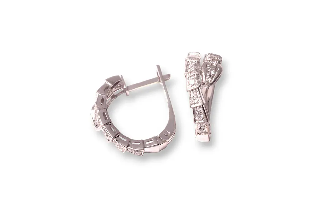 Сережки «Змії» з білого золота з фіанітами S-0353 - фото 3