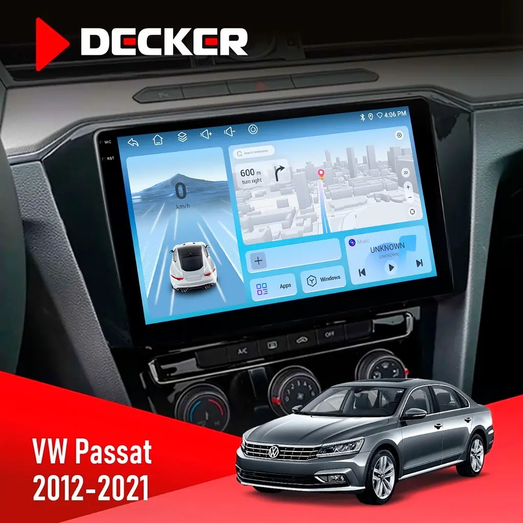 Штатна магнітола Volkswagen Passat 2012-2021 Decker D10-010 6x128, DSP, 4G, 2K Decker (НФ-00009382)