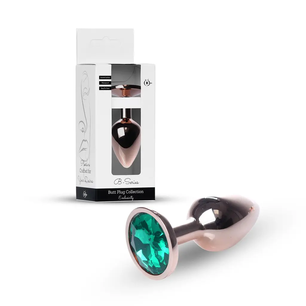 Анальна пробка з кристалом B - Series HeavyFun Plug-Jewellery, 7 см (зелений) - фото 6