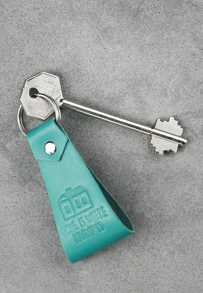 Жіночий шкіряний брелок бірюзовий - фото 4