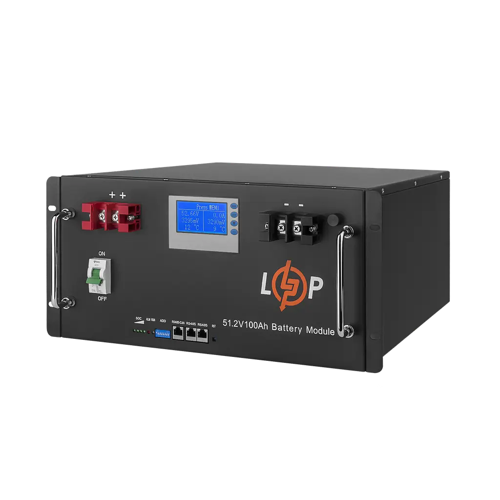 Акумулятор LP LiFePO4 48V (51,2V) - 100 Ah (5120Wh) (Smart BMS 100A) з LCD RM - фото 2
