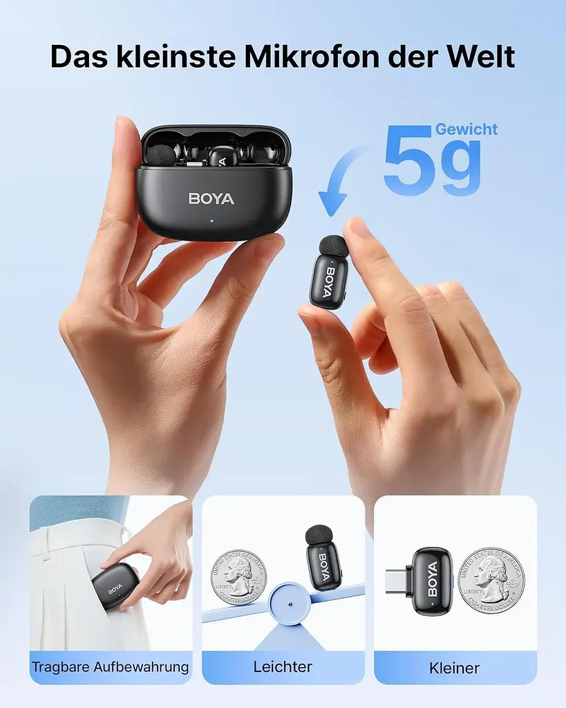Бездротовий мікрофон BOYA Mini (2TX+2RX) для iPhone та Android, USB-C/Lightning, 48 кГц - фото 7
