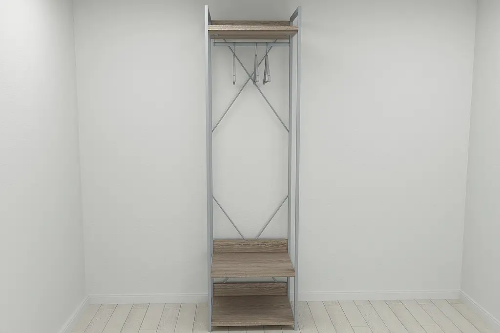 Шафа Гардероб Уні секція 1 серії Конект Ferrum-decor 220x60x50см Сірий метал ДСП Дуб Сонома Трюфель 32 мм (FRD-104506) - фото 6