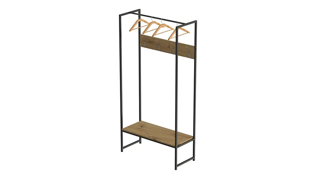 Вішалка модульна підлогова Ferrum-decor Треліс 12 180x90x38 чорний ДСП Дуб Артізан 16мм (FRD-104309) - фото 3