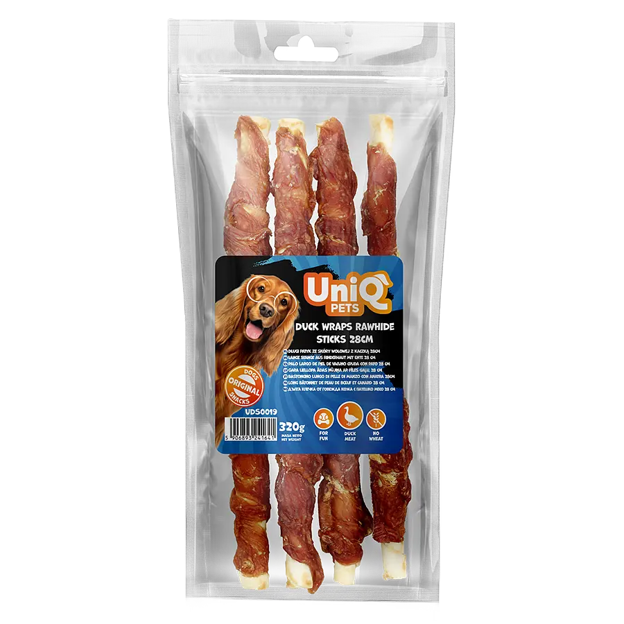 Ласощі для собак UniQ PETS Качка на палиці з сиром'ятної шкіри 28 см, 320 г - фото 2