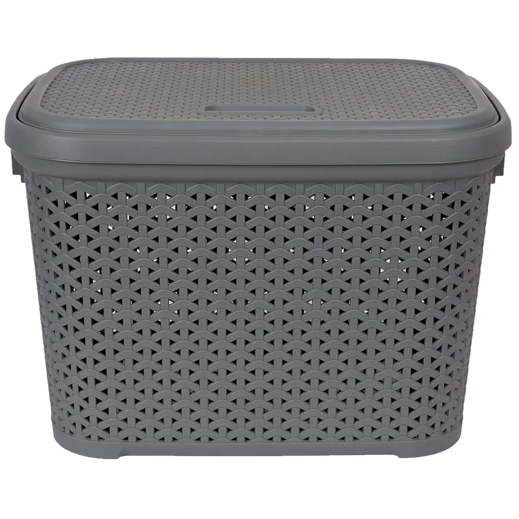 Корзина Diomedea с крышкой 44.5x33.6x31 см 30 л серая (К14-130)  - фото 2
