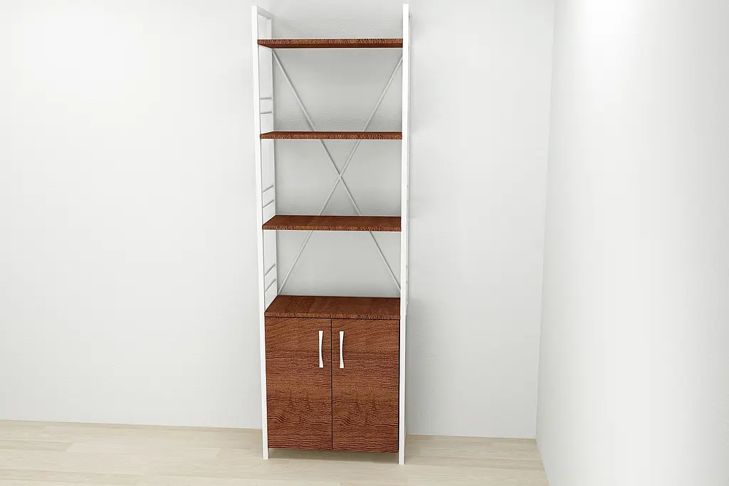 Этажерка 4/60 Ferrum-decor Серии Конект с тумбой 179x60x28 Белый ДСП Венге (FRD-105538) - фото 3