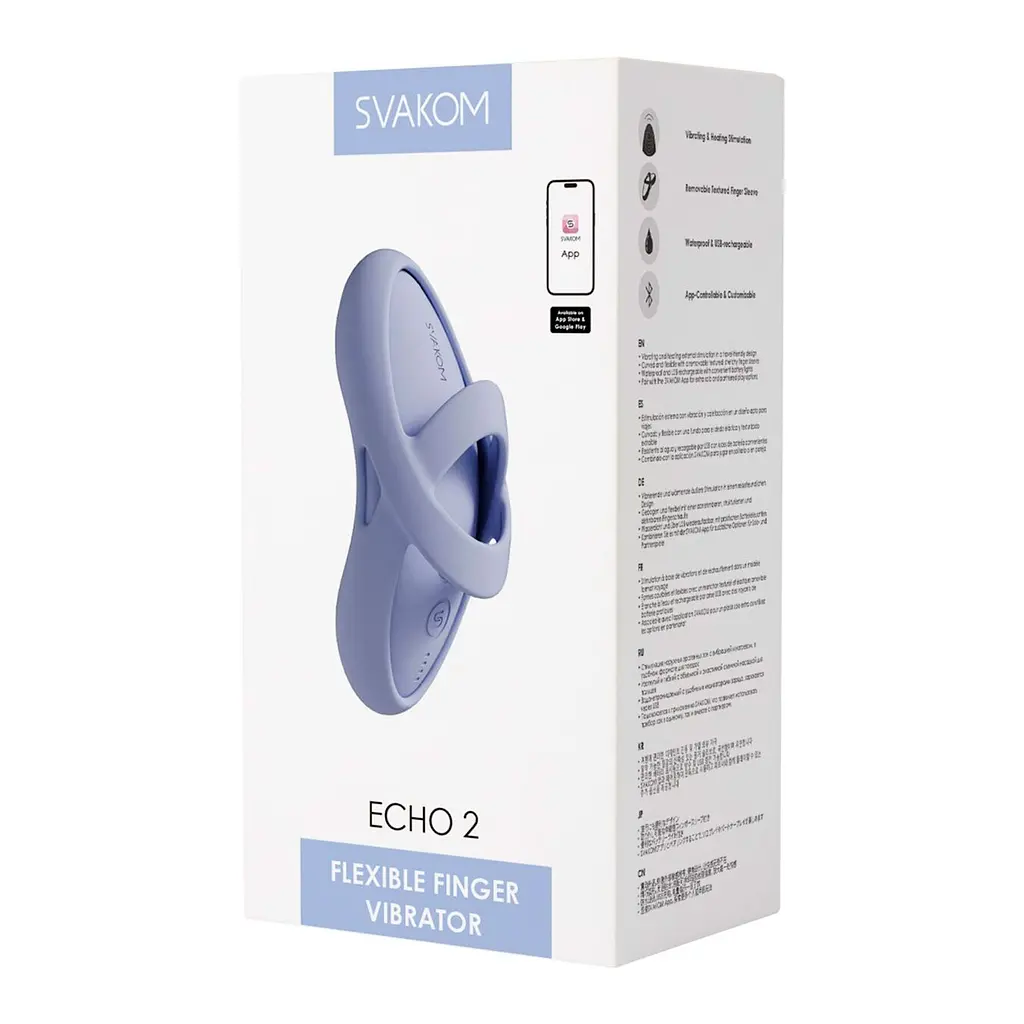 Смарт-вібратор для клітора Svakom Echo 2 Sky Blue, підігрів до 38 °C, знімна насадка на палець - фото 10