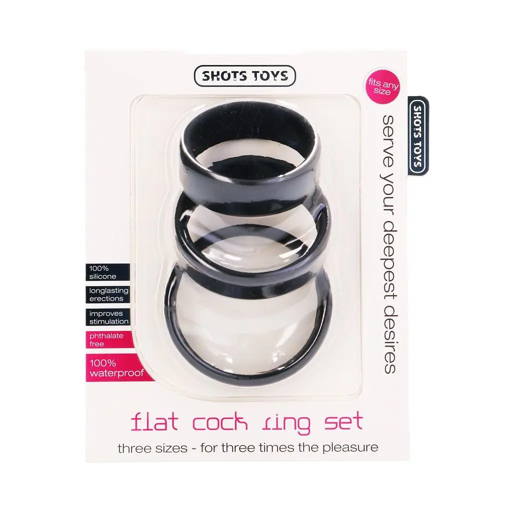 Набір ерекційних кілець Shots Toys Flat Ring, 3 шт (чорний) - фото 2