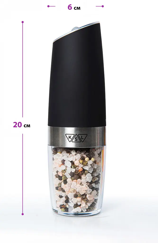 Электрическая гравитационная мельница для соли и перца KSL, набор из 2 шт, черный - фото 5