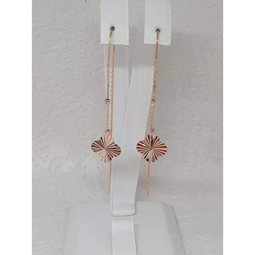 Золоті сережки-протягання Favoritum Конюшина. 210433_А - фото 3