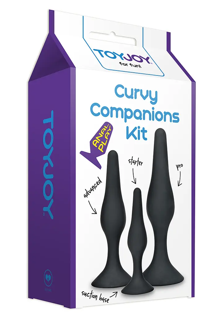 Набір анальних пробок TOYJOY Curvy Companions Kit 3 шт. (чорний) - фото 3