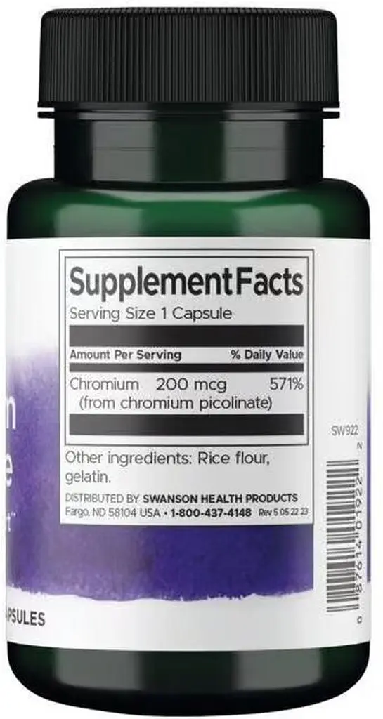 Вітаміни та мінерали Swanson Chromium Picolinate 200 mcg, 100 капсул - фото 2