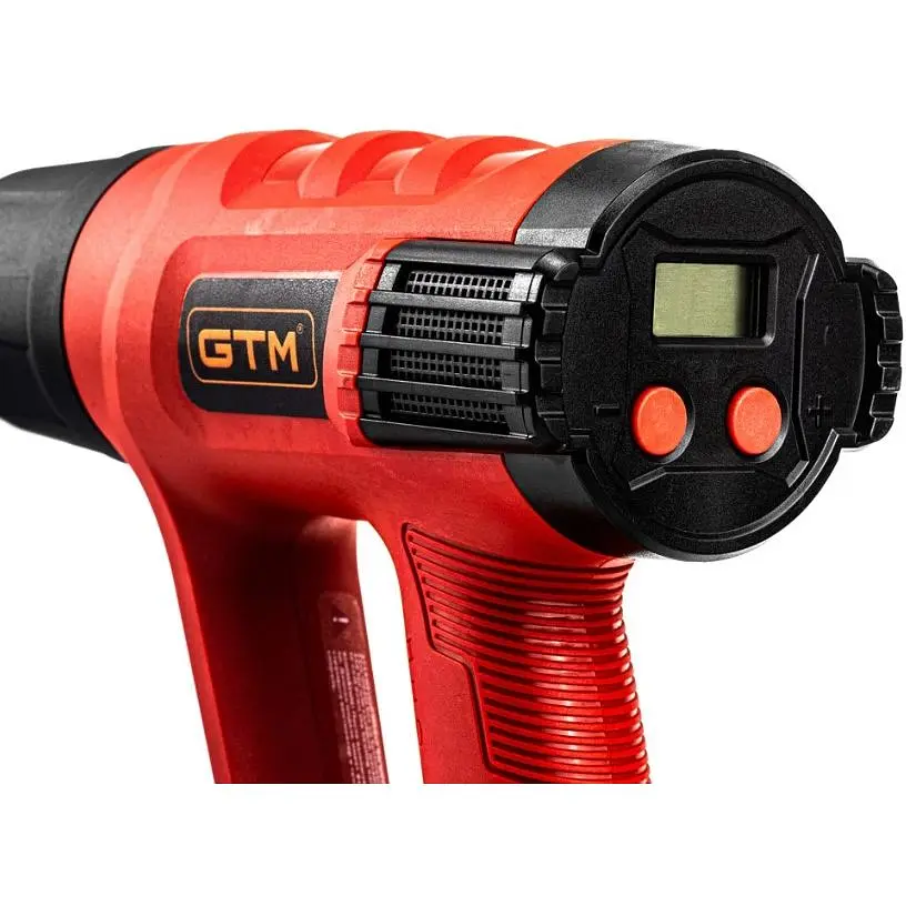 Строительный фен GTM HG2000EM 2000 Вт с LCD-дисплеем и набором насадок - фото 2