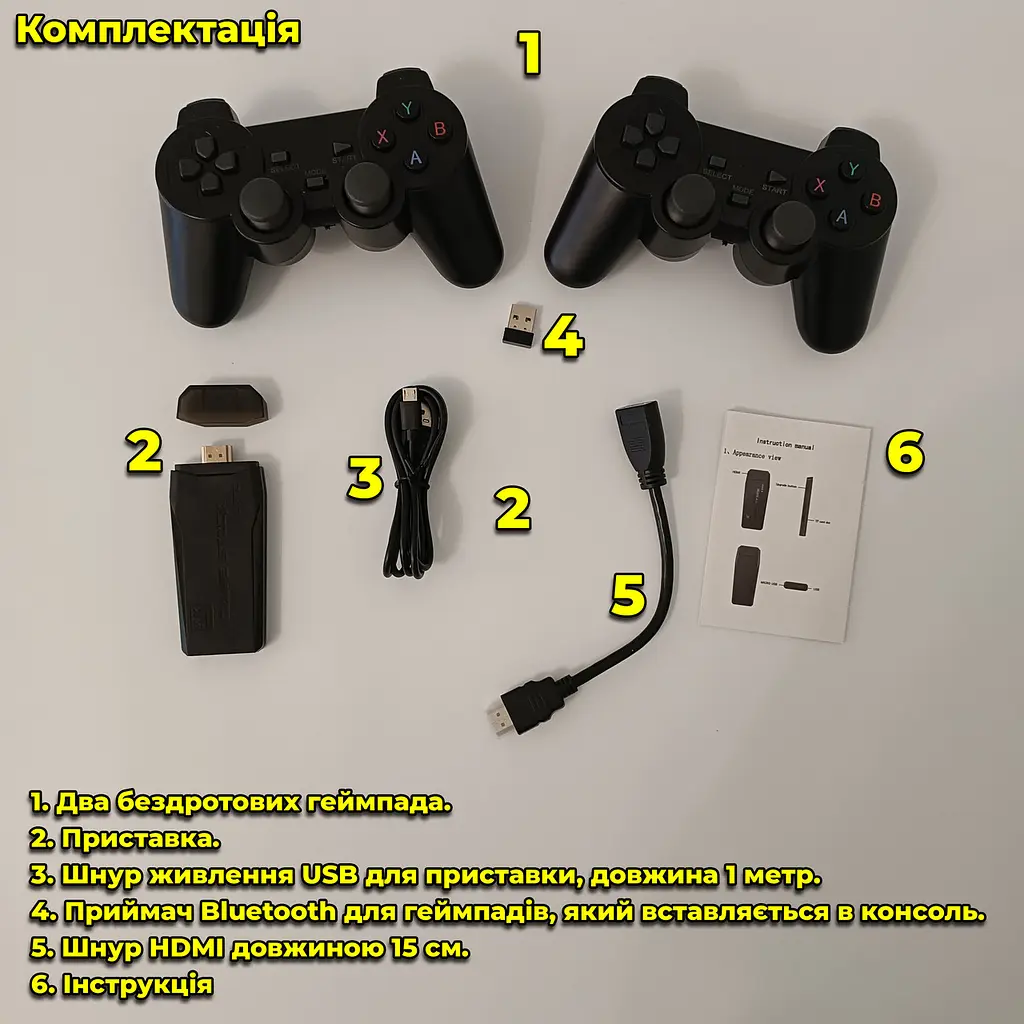 Ігрова приставка Game Stick HDMI 10000 ігор. Ретро консоль. 2 геймпада як у PlayStation. Dendy Sega - фото 2