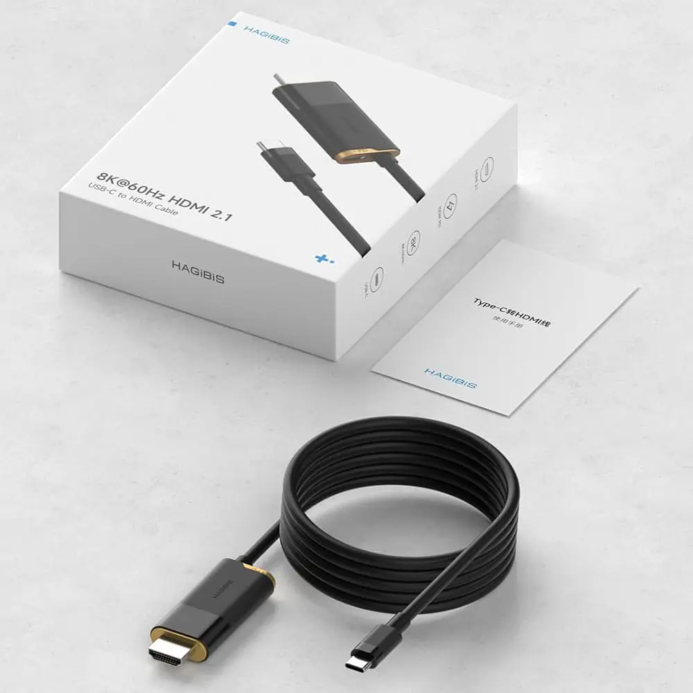 Кабель (перехідник) Xiaomi HAGiBiS USB-C на HDMI 2.1 8K@60Hz / Type-C 100W PD / 2m (SWC10) - фото 4
