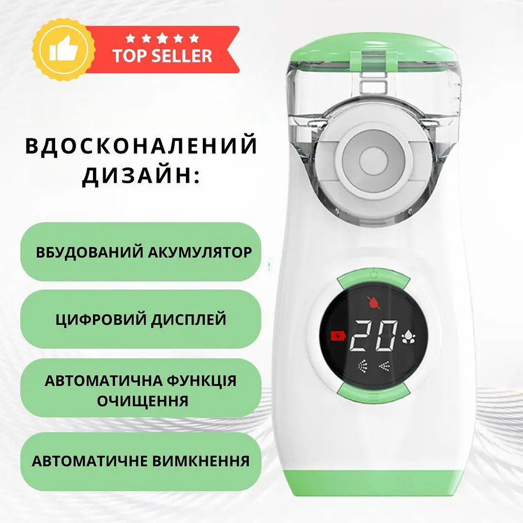 Інгалятор портативний AIMED Mesh Nebulizer з акумулятором колір білий - фото 2