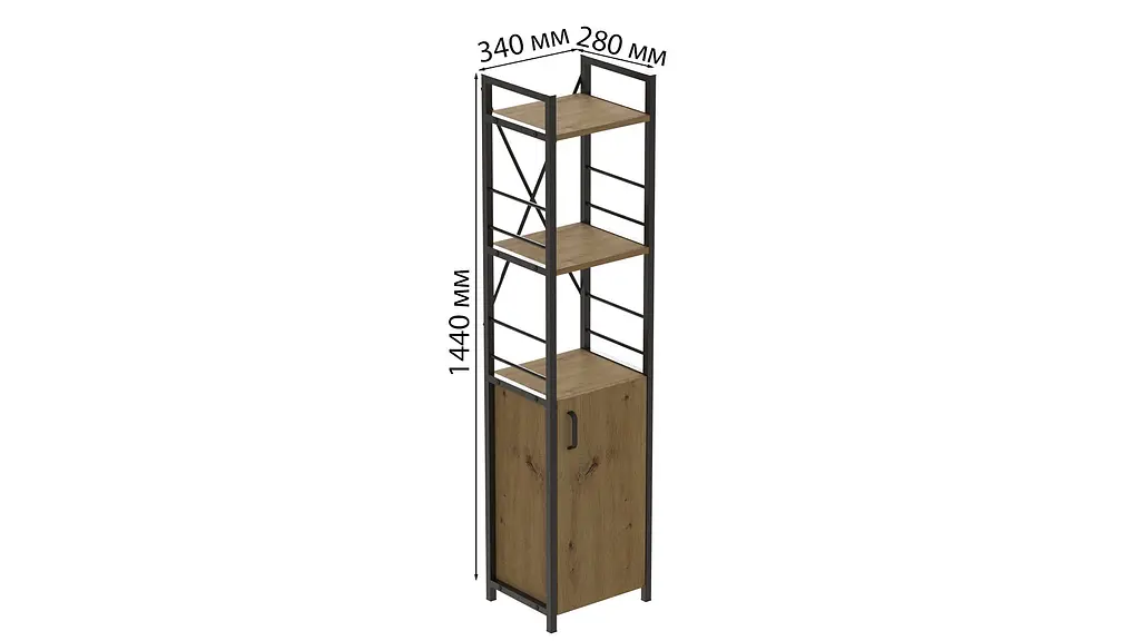 Этажерка 3/34 Ferrum-decor Серии Конект с тумбой 144x34x28 Черный ДСП Артизан (FRD-104426) - фото 3