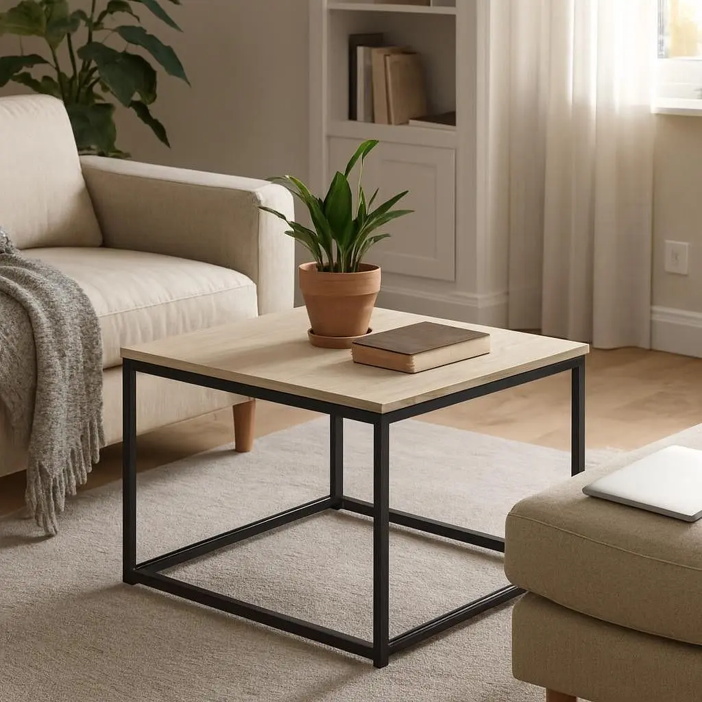 Стіл журнальний лофт Orange-Line ОП-191 600х600х450 мм Чорний/Дуб сонома - фото 2