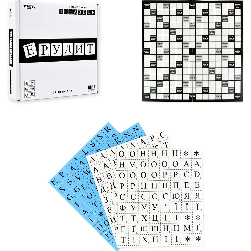 Настольная игра Strateg Эрудит черно-белый на украинском языке (30640) - фото 3