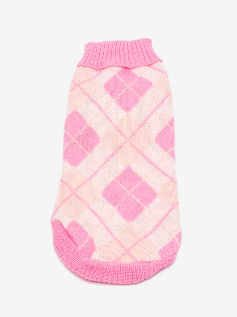 Светр для собак і котів EcoToys Diamond L рожевий ромби A: 30 см B: 30 см C: 22 см 6966