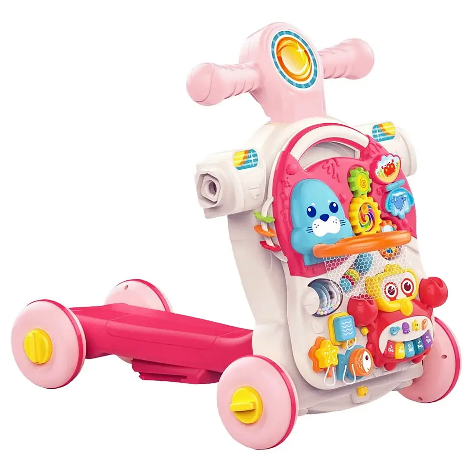 Дитячі ходунки-каталка "Перші кроки 4 в 1" HUANGER HE0827(Pink) музичні - фото 2