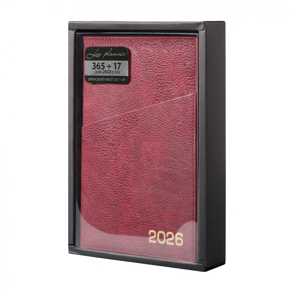Щоденник-діловий записник А5 Leo Planner Credo 2026 інтегральний бордовий 368 сторінок (252645) - фото 2