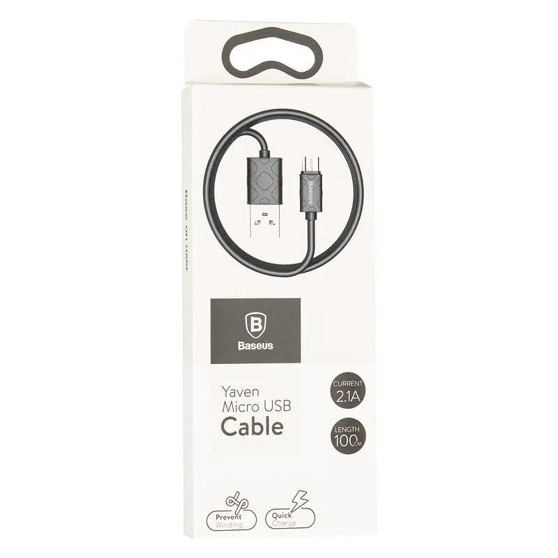 Кабель Baseus Yaven Cable USB to MicroUSB 2.1A 1m CAMUN-01 Black - фото 3