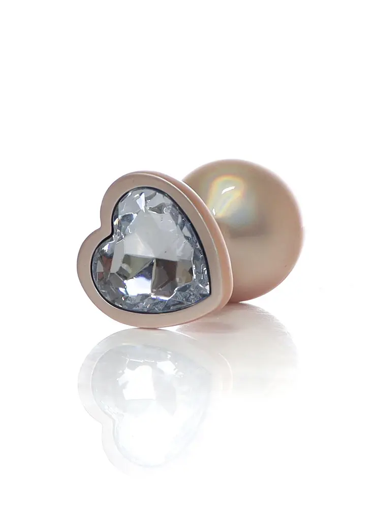 Анальна металева пробка Plug-Jewellery Pearl Gold Heart PLUG- Clear M Boss Series 64-00136 100344 - фото 4