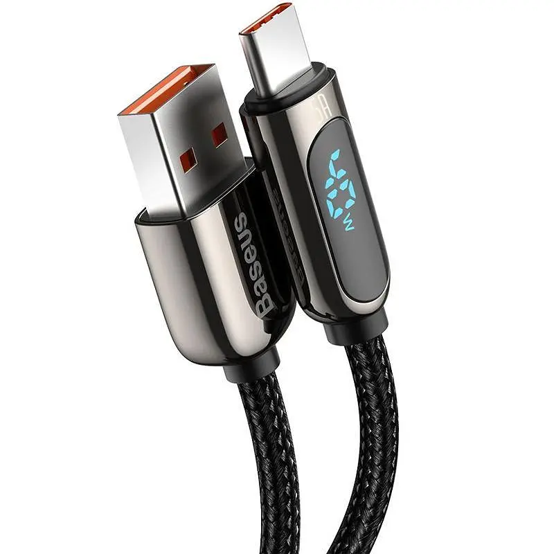 Кабель Baseus Display Fast Charging Cable USB to Type-C 40W 5A 1m CATSK-01 Black - фото 2