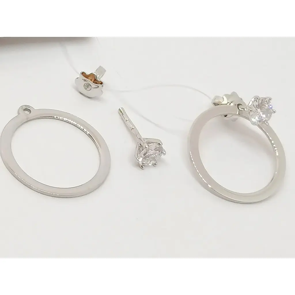 Серебряные пуссеты Qvaliz с фианитами. 902-01179 - фото 2