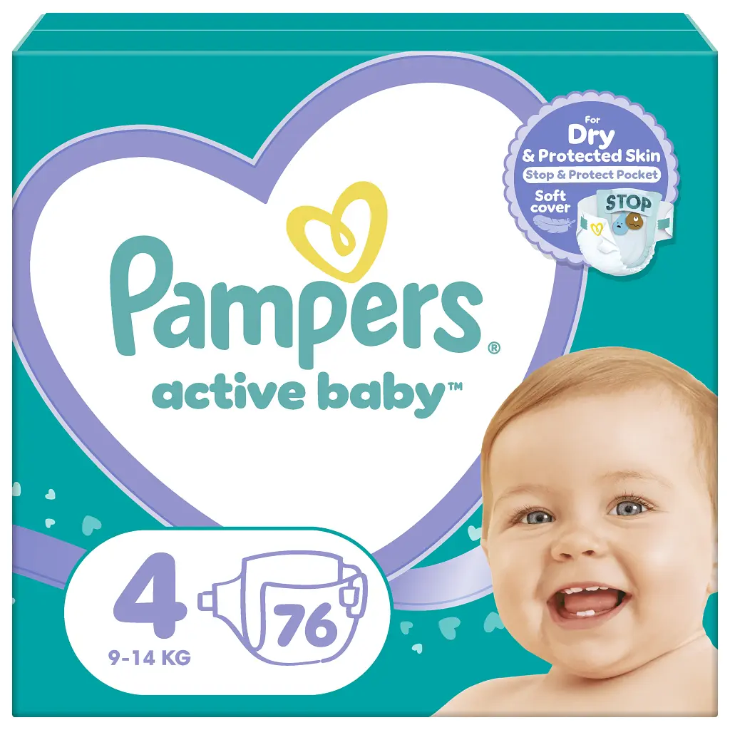 Підгузки Pampers Active Baby Maxi Розмір 4 (9-14 кг) 76 шт (8001090949615)