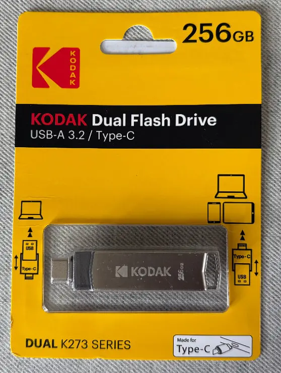 Флешка Kodak 256 ГБ з USB 3.2 та Type-C для швидкої передачі даних Сірий - фото 2