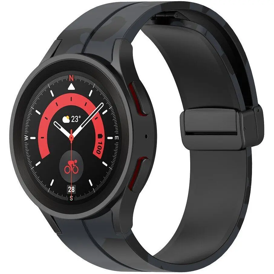Браслет Cls-color для Samsung Galaxy Watch 5 - чорно-сірий ширина кріплення 20мм силікон Watchbands (W31-0WB12227561) - фото 4