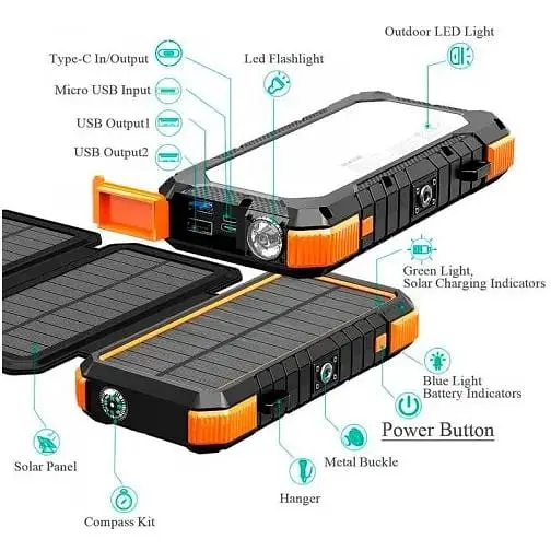 Зовнішня батарея Hoco Solar power bank with 32pcs camping LED 20000mAh PN-W12Pro 000009130-up - фото 2
